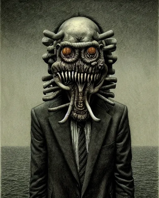 Image similar to a realistic detailed portrait painting of a monster by john kenn mortensen, santiago caruso, synthwave cyberpunk psychedelic vaporwave