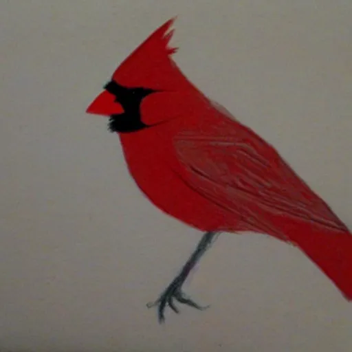 Prompt: a cardinal drawn on school paper