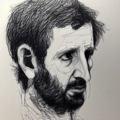 Image similar to a realistic yet scraggly portrait sketch of the side profile of a stern and sophisticated young ringo starr, trending on artstation, intricate details, in the style of frank auerbach, in the style of sergio aragones, in the style of martin ansin, in the style of david aja, in the style of mattias adolfsson