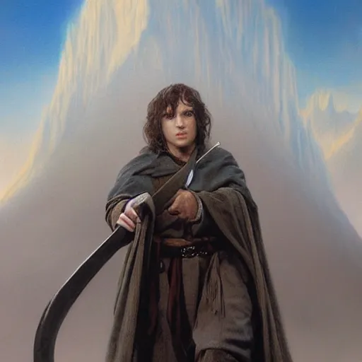 Prompt: a beautiful matte painting of a character from lord of the rings, by steve argyle and mark arian