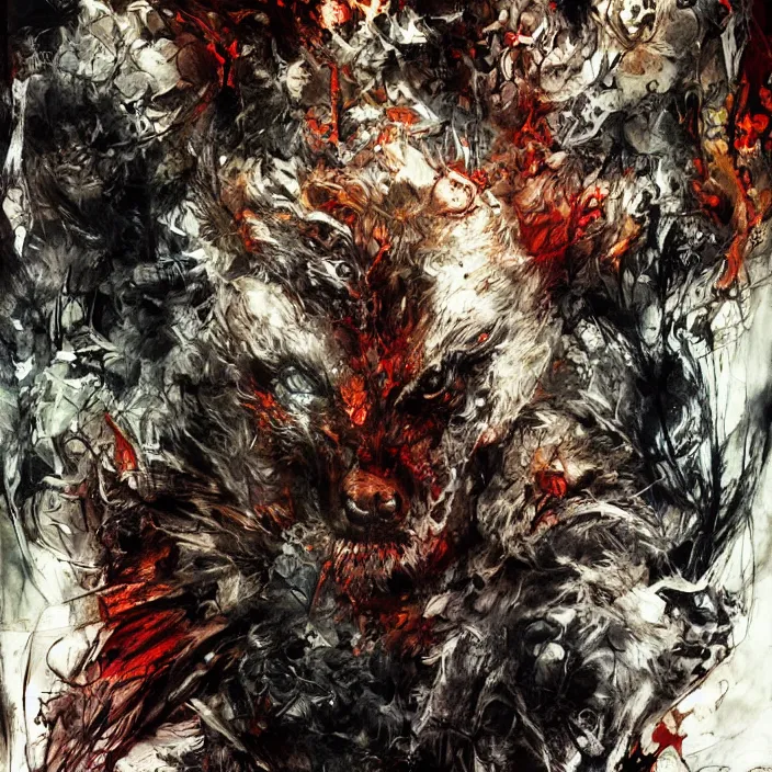 Prompt: hell dog creature, painting, by greg ruthowski, yoshikata amano, yoji shinkawa, alphonse murac, collaborative artwork, beautifully drawn, heavily detailed