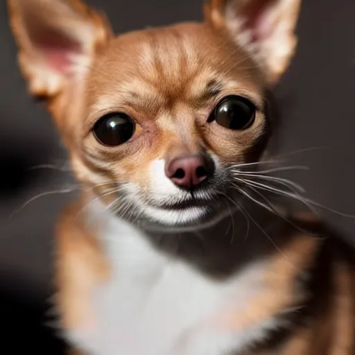 Image similar to a cat-chihuahua hybrid