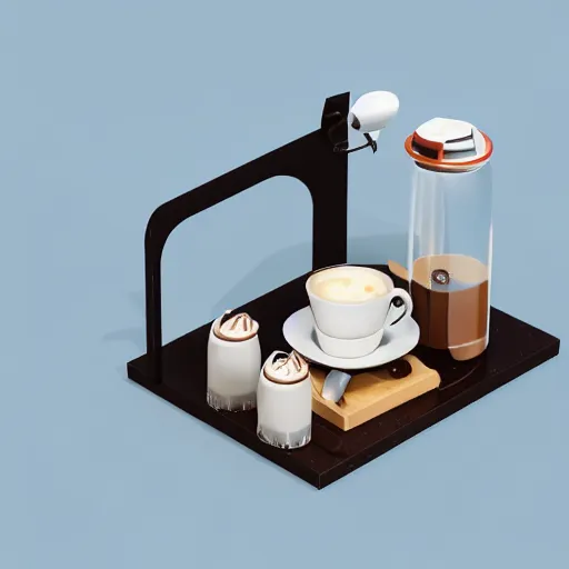 Prompt: isometric coffee stand, octane render 4 k