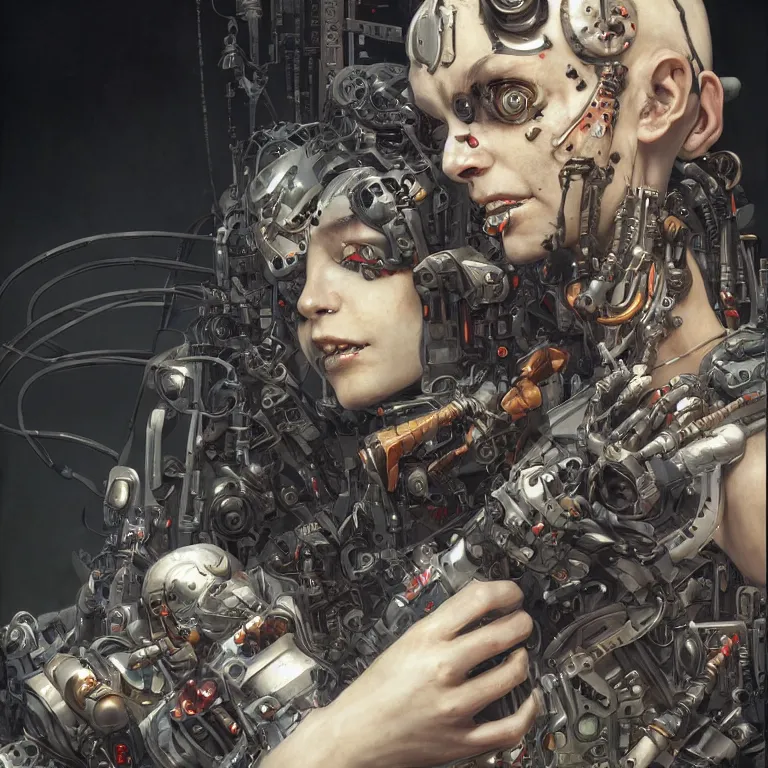 Image similar to portrait of a scary cyborg goblin, cyberpunk, Warhammer, highly detailed, artstation, illustration, art by Gustav Klimt and Range Murata and Ilya Kuvshinov and Sakimichan