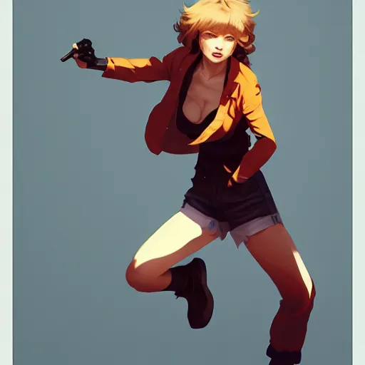 Image similar to Yang Xiao Long posing. By ilya kuvshinov, krenz cushart, Greg Rutkowski, trending on artstation. Glossy materials, sharp highlights, amazing textured brush strokes, accurate shape, clear curvy details, cinematic soft volumetric studio lighting, with backlight, VFX, HDR