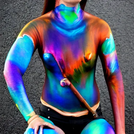 Image similar to iridescent bodypaint on a Swashbuckling space pirate