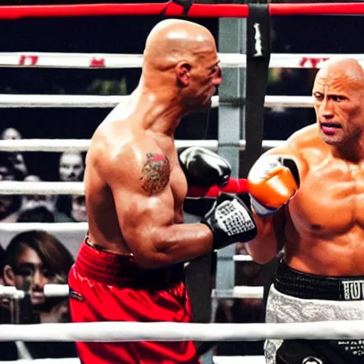 Image similar to Dwayne Johnson as boxer, promo