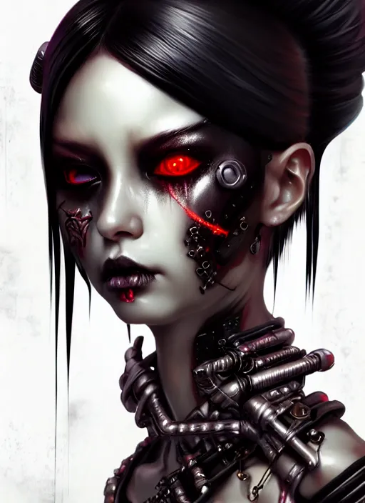Image similar to soft lustrous ebony geisha seductive raver yakuza gothic cyborg cyberpunk gutter punk, decay, underworld, dark fantasy, dark art, highly detailed, digital painting, octane render, artstation, concept art, smooth, sharp focus, illustration, art by artgerm, loish, wlop