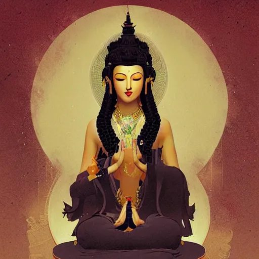 Image similar to cher bodhisattva, elegant, portrait, illustration art by greg rutkowski