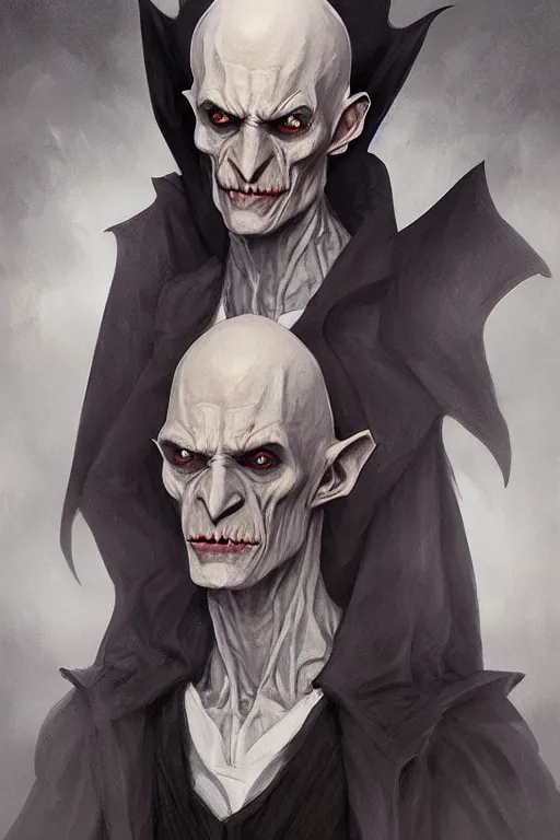 Image similar to stylish nosferatu with as a mormon, d & d, fantasy, portrait, highly detailed, headshot, digital painting, trending on artstation, concept art, sharp focus, illustration, art by artgerm and greg rutkowski and magali villeneuve