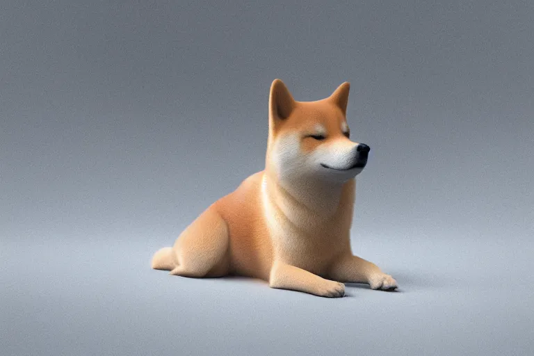 Prompt: a complex organic fractal 3 d ceramic shiba inu megastructure, cinematic shot, foggy, 3 point lighting, photo still from movie by denis villeneuve