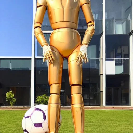 Image similar to a realistic detailed photo of a guy who is an attractive humanoid who is half robot and half humanoid, who is a male android, soccer player martin ødegaard, shiny skin, posing like a statue, blank stare, by the pool, on display, showing off his muscles, humanoid robot, frozen ice statue