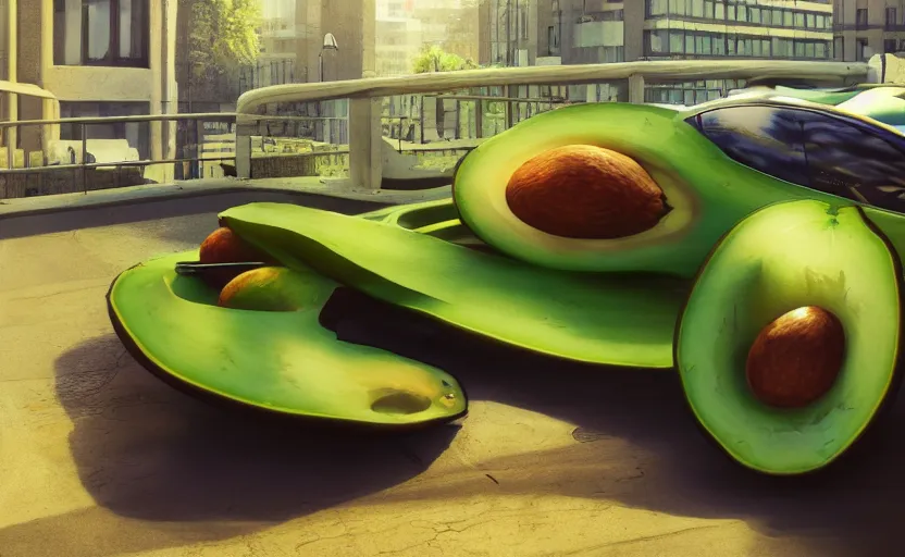 Image similar to a avocado car, hyperrealistic, concept art, octane render, unreal engine 5, trending on artstation, high quality, highly detailed, 8 k hdr, product photo, centered, ny background, soft lighting, path traced, low contrast, high coherence, symmetrical