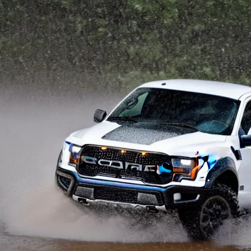 Image similar to the driver seat of a ford raptor in the rain, 4 k high - resolution photograph, ultra detail, hd photo