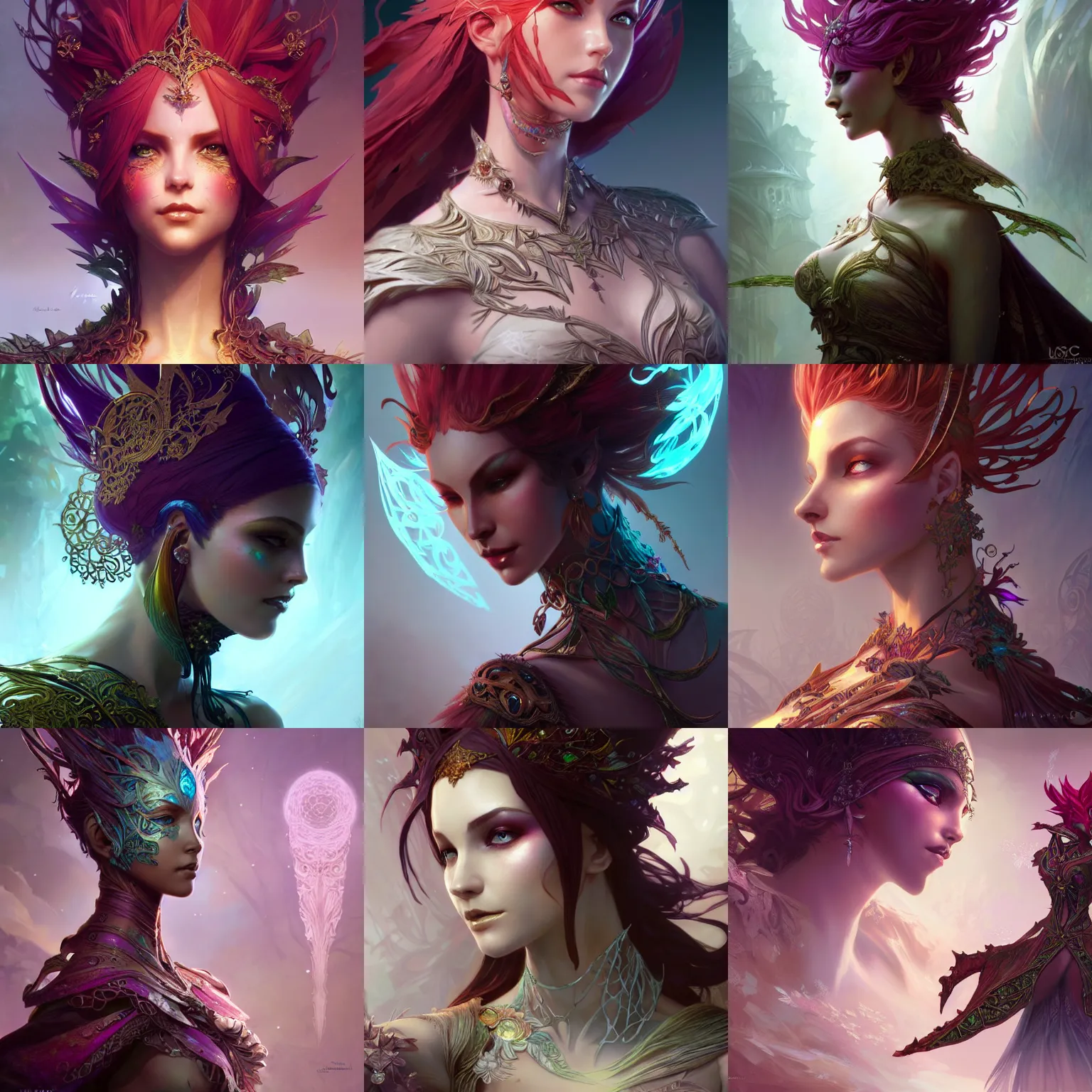 Sylvari female, Guild Wars 2, closeup, D&D, fantasy