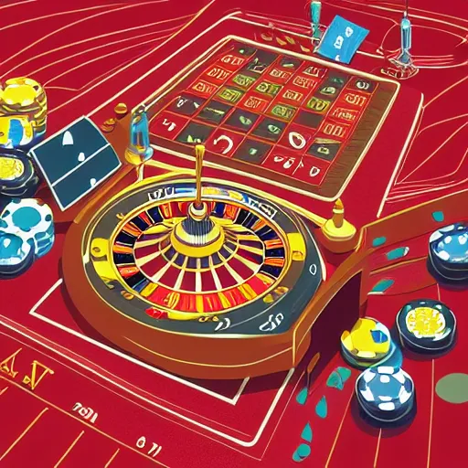 Image similar to detailed illustration of a casino roulette by alena aenami and by jeff easkey