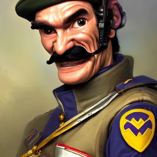 Prompt: waluigi as a combat pilot portrait, detailed, centered, digital painting, artstation, concept art, donato giancola, joseph christian leyendecker, wlop, boris vallejo, breathtaking, 8 k resolution, extremely detailed, beautiful, establishing shot, artistic, hyperrealistic, beautiful face, octane render, cinematic lighting, dramatic lighting, masterpiece