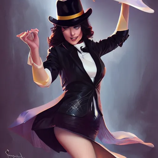 Prompt: sara pezzini as zatanna from dc comics, trending on artstation, digital art, by stanley artgerm lau, wlop, rossdraws, james jean, andrei riabovitchev, marc simonetti, yoshitaka amano