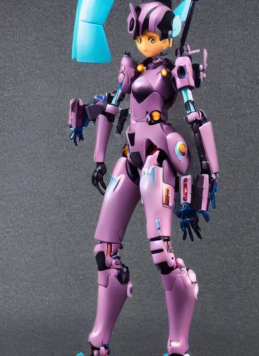 Image similar to Girl in mecha cyber Armor, portrait of the action figure of a girl, with bare legs，in the style of NEON GENESIS EVANGELION，anime figure，full body