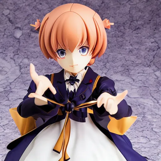 Image similar to beatrice from umineko no naku koro ni, actionfigure, product shoot, studio lighting