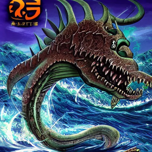 Image similar to sea monster in the art style of Kanō Eitoku, 8k, high details, art