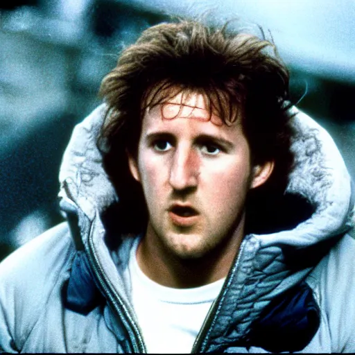 Prompt: movie still of harry kane in the thing (1982),