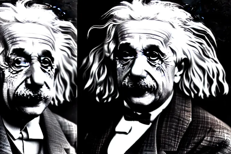 Image similar to albert einstein as a wizard with the power to warp spacetime