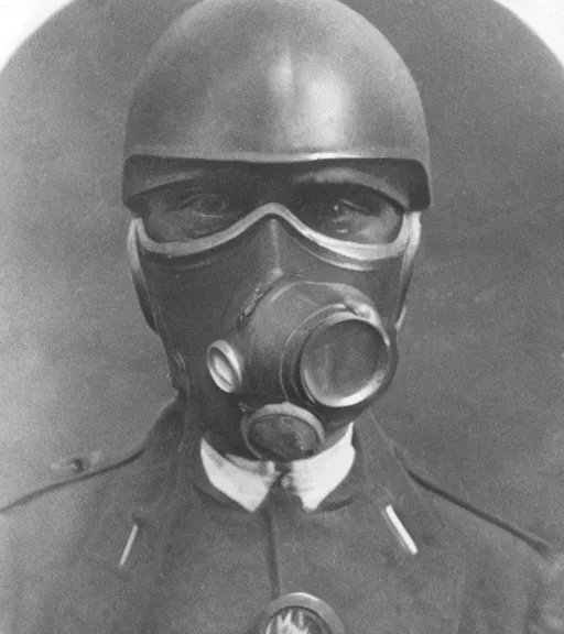 Prompt: a man at distance wearing pointy beak-like gas mask, ww1 film photo, grainy, high detail, high resolution