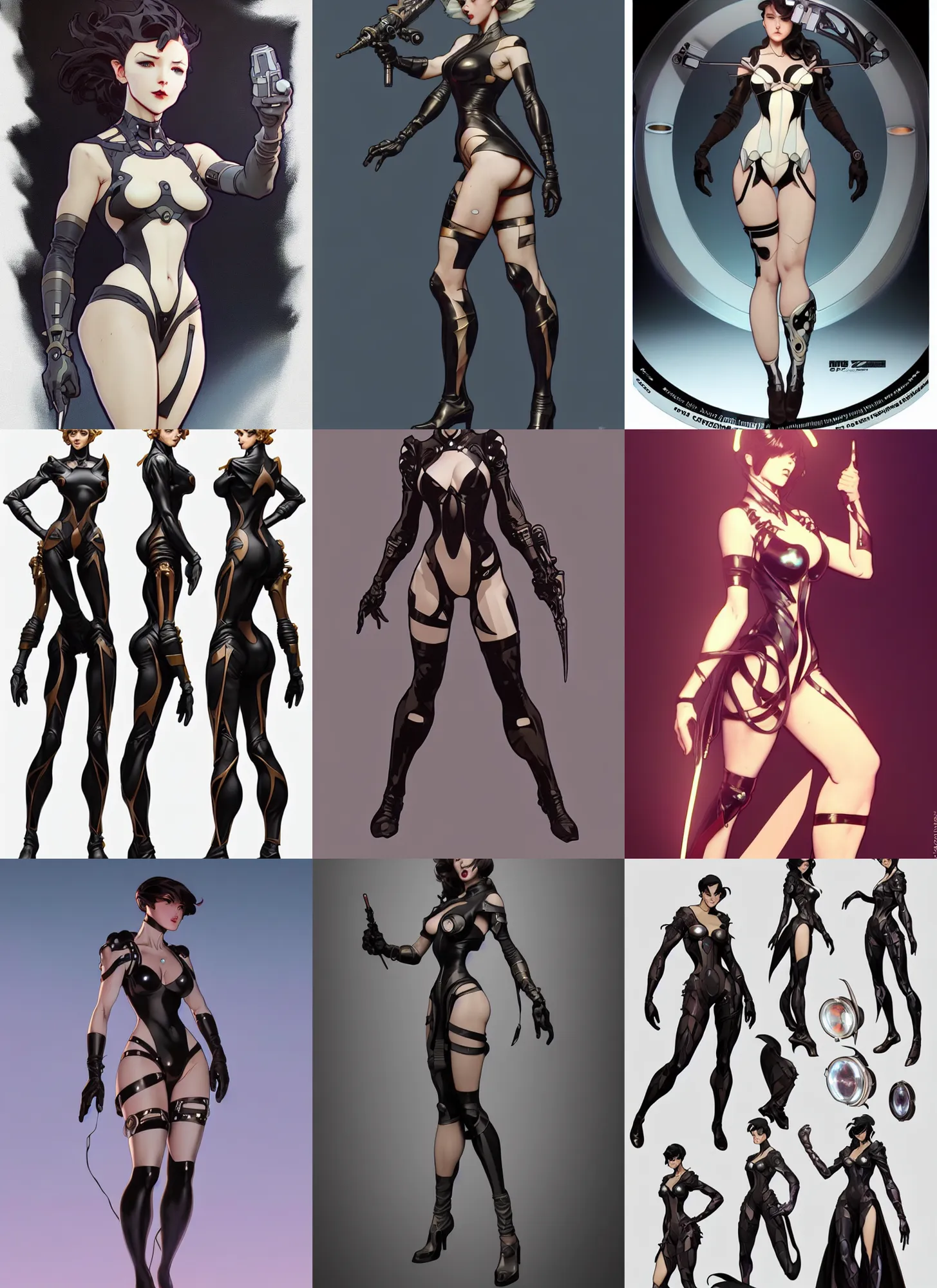 Image similar to cartoon character design by artgerm, cushart krenz, greg rutkowski and alphonse mucha. sci - fi weapon. black tape project show attctive showgirl!! full body with future head set!! sharp edge. ultra clear detailed. contour light effect!! 8 k. stage light. ultra detailed, elegant, intricate, octane render.