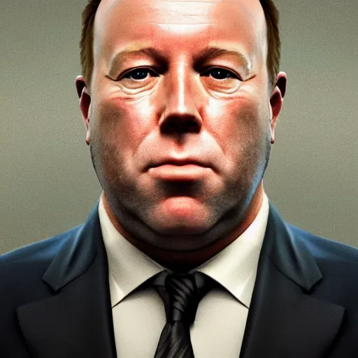 Image similar to hyperrealistic mixed media image of a scantily dressed alex jones from info wars, stunning 3 d render inspired art by istvan sandorfi and greg rutkowski, perfect facial symmetry, realistic, highly detailed attributes and atmosphere, dim volumetric cinematic lighting, 8 k octane extremely hyper - detailed render, post - processing, masterpiece,