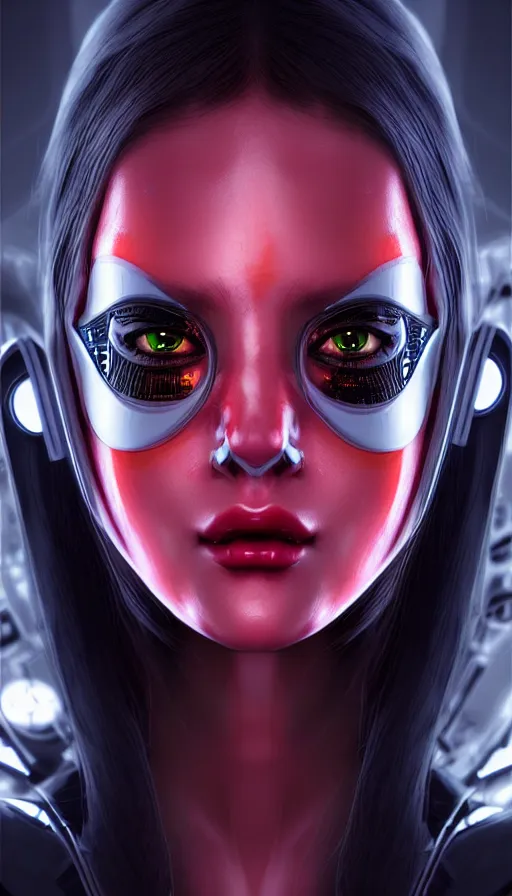 Image similar to face mask on beautiful woman face, cyberpunk art by kuno veeber, cgsociety, computer art, ultra detailed, futuristic, anime aesthetic