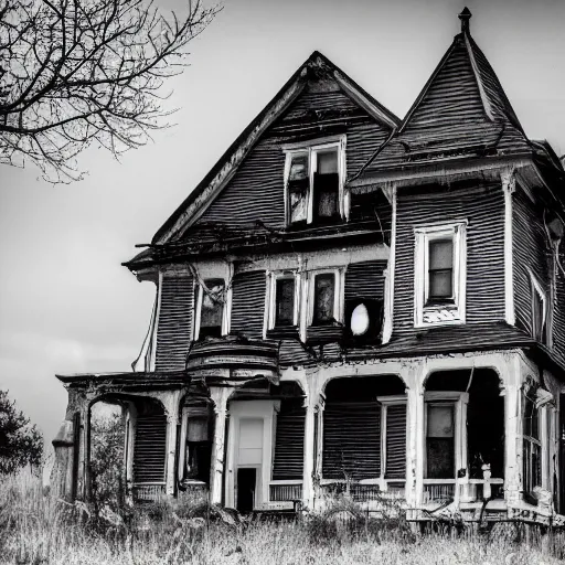 Prompt: photo of a creepy house