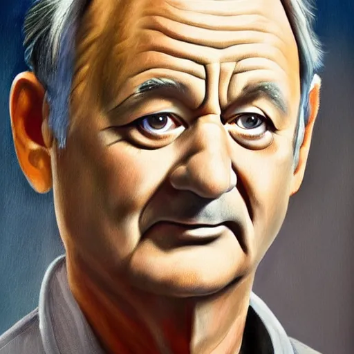 Prompt: close up portrait of bill murray painted by bobby chiu