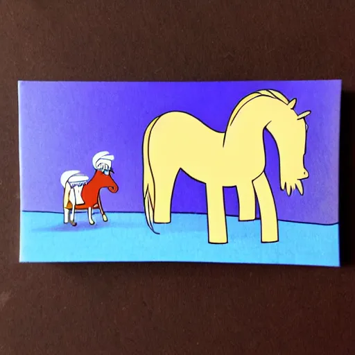 Image similar to cartoon horse in a style of adventure time cartoon