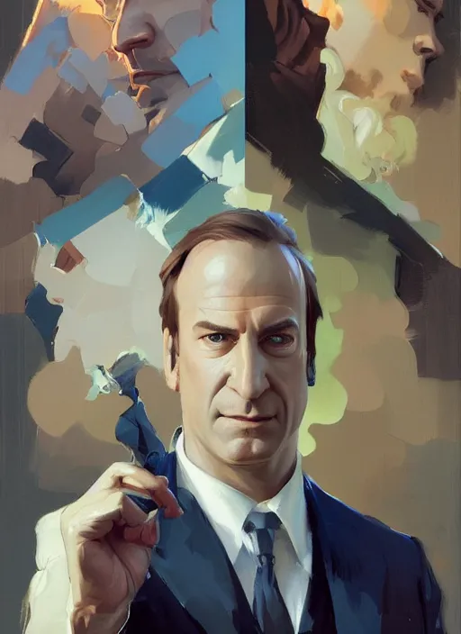 Image similar to portrait of saul goodman, lawyer clothing, painting by sargent and leyendecker, asymmetrical, intricate, elegant, matte painting, illustration,, by rhads, by greg rutkowski, by greg tocchini, by james gilleard, by joe fenton