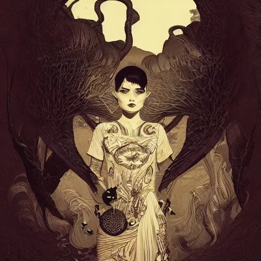 Image similar to mcbess illustration of a hand maiden, intricate complexity, by greg rutkowski, artgerm, ross tran, conrad roset, takato yomamoto, ilya kuvshinov. 4 k, beautiful, cinematic dramatic atmosphere