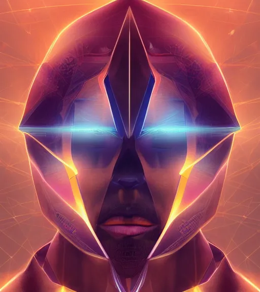 Image similar to symmetry!! egyptian prince of technology, solid cube of light, hard edges, product render retro - futuristic poster scifi, lasers and neon circuits, brown skin man egyptian prince, intricate, elegant, highly detailed, digital painting, artstation, concept art, smooth, sharp focus, illustration, dreamlike, art by artgerm