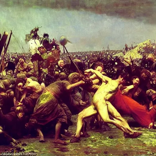 Prompt: the last battle, oil on canvas, ilya repin, 1 8 7 3