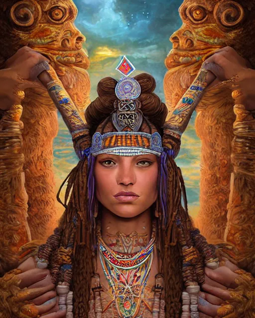 Image similar to digital painting of ixchel, mayan goddess of fertility by filipe pagliuso and justin gerard, symmetric, fantasy, highly detailed, realistic, intricate, portrait, sharp focus, tarot card