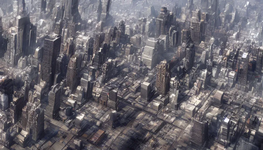 Prompt: Photo of the reconstruction of New-York after an earthquake, hyperdetailed, artstation, cgsociety, 8k