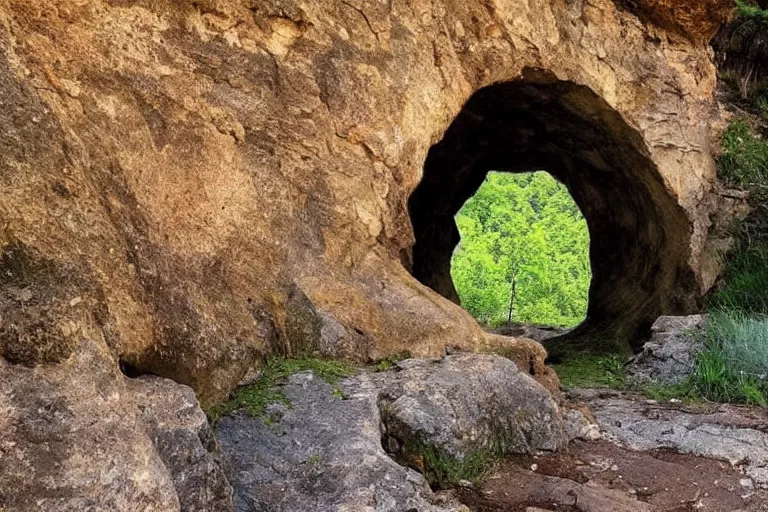 Image similar to 📷 A beautiful looking nature scene seen through an natural arch of stone ✨