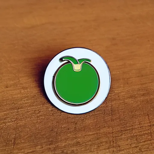 Prompt: a retro minimalistic circle enamel pin depicting an exploding jalapeno, use of negative space allowed, smooth curves