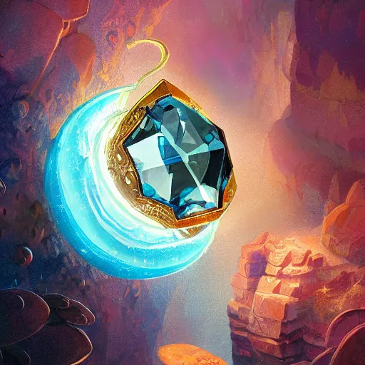 Prompt: a detailed digital art of a shiny topaz stone, by justin gerard and victo ngai, digital art, realistic painting, very detailed, fantasy, dnd, trending on artstation