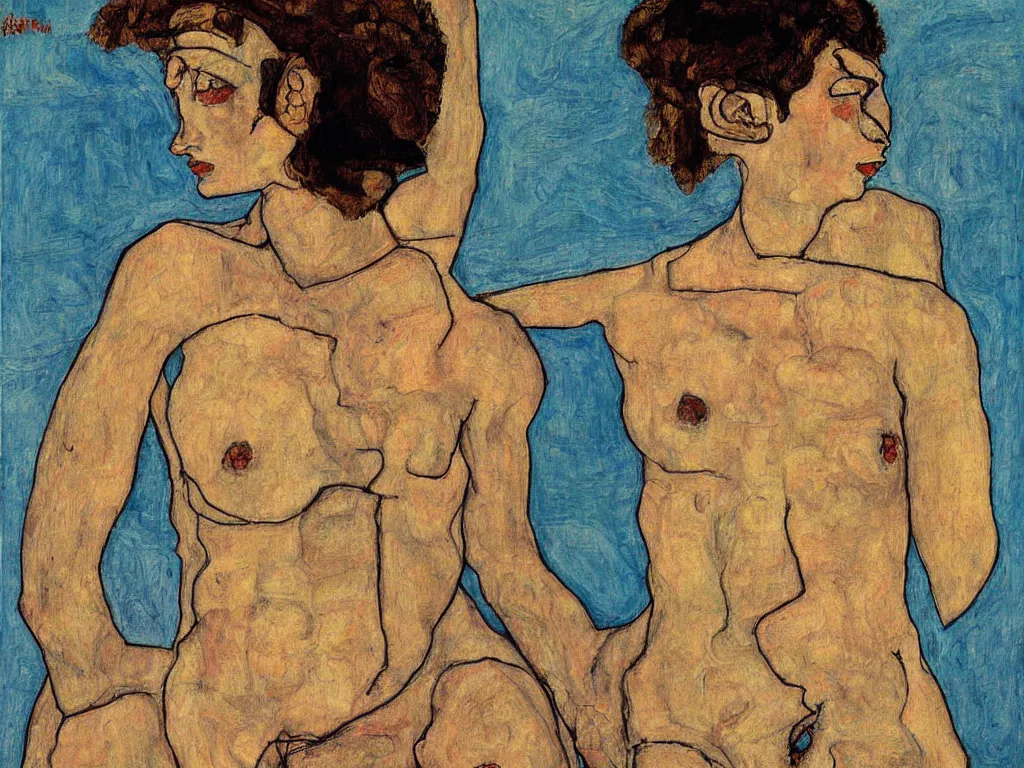 Image similar to Egon Schiele painting of female figure