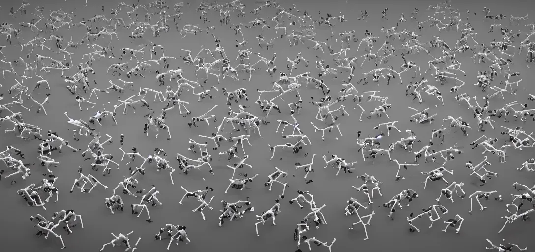 Prompt: nanobots swarm forming shapes, nanobots forming shapes of a cyborg dog, nanobots forming shape of a cyborg cat, monochrome, ferroluid, hybrid, black and white artistic photo, artstation, futuristic