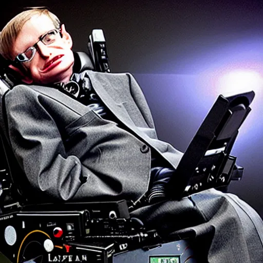 Image similar to stephen hawking playing lazer tag