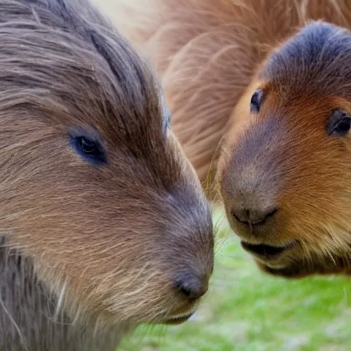 Image similar to two long haired capybara