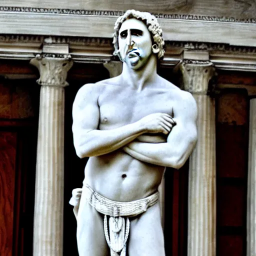 Image similar to nicolas cage as a greek marble statue