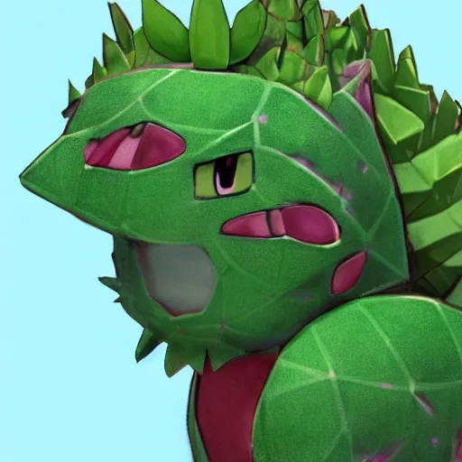 Prompt: a pokemon that looks like pigweed, a pigweed with a bromeliad pattern, digital art. trending on art station, unreal engine.