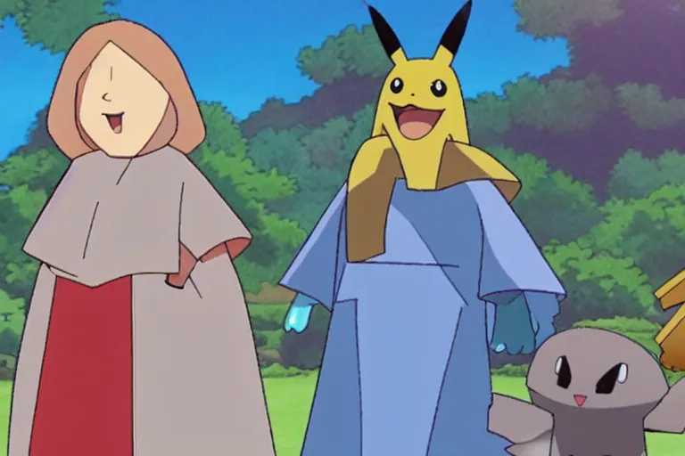 Image similar to “ a still of a jesus pokemon in the pokemon animated series ”